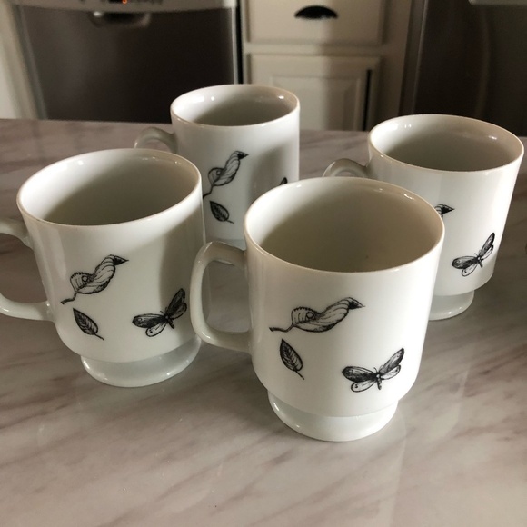 VINTAGE SET PORCELAIN BIRDNEST DESIGN COFFEE SET - Picture 3 of 11